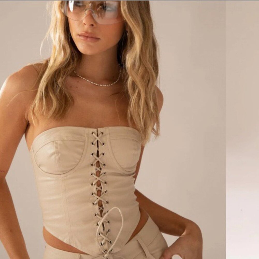 NWT Peppermayo Faux Leather Bustier Corset Top - Size 4